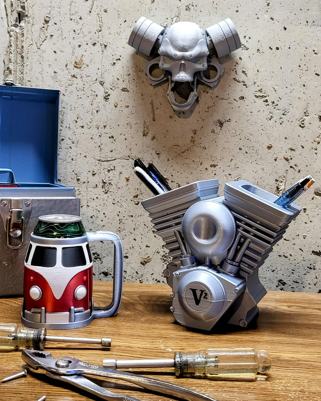 3D Printed V-Twin Pen Holder