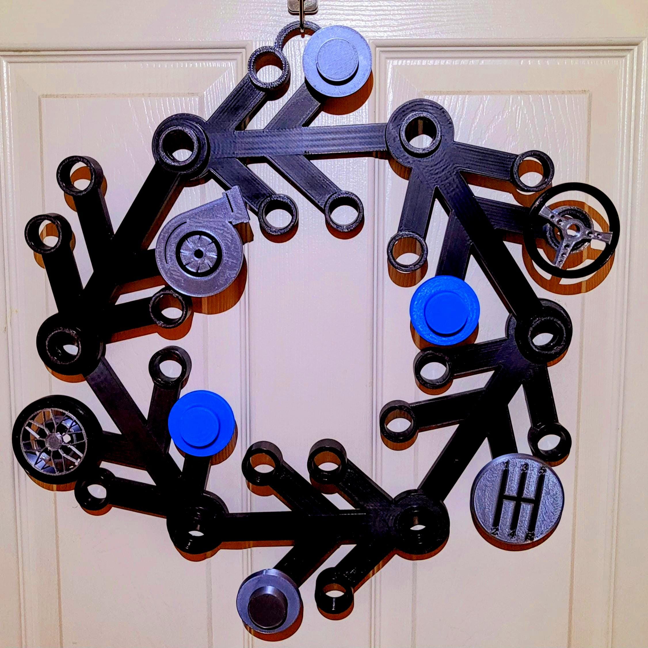 3D Printed LEGO Inspired Automotive Wreath in Black