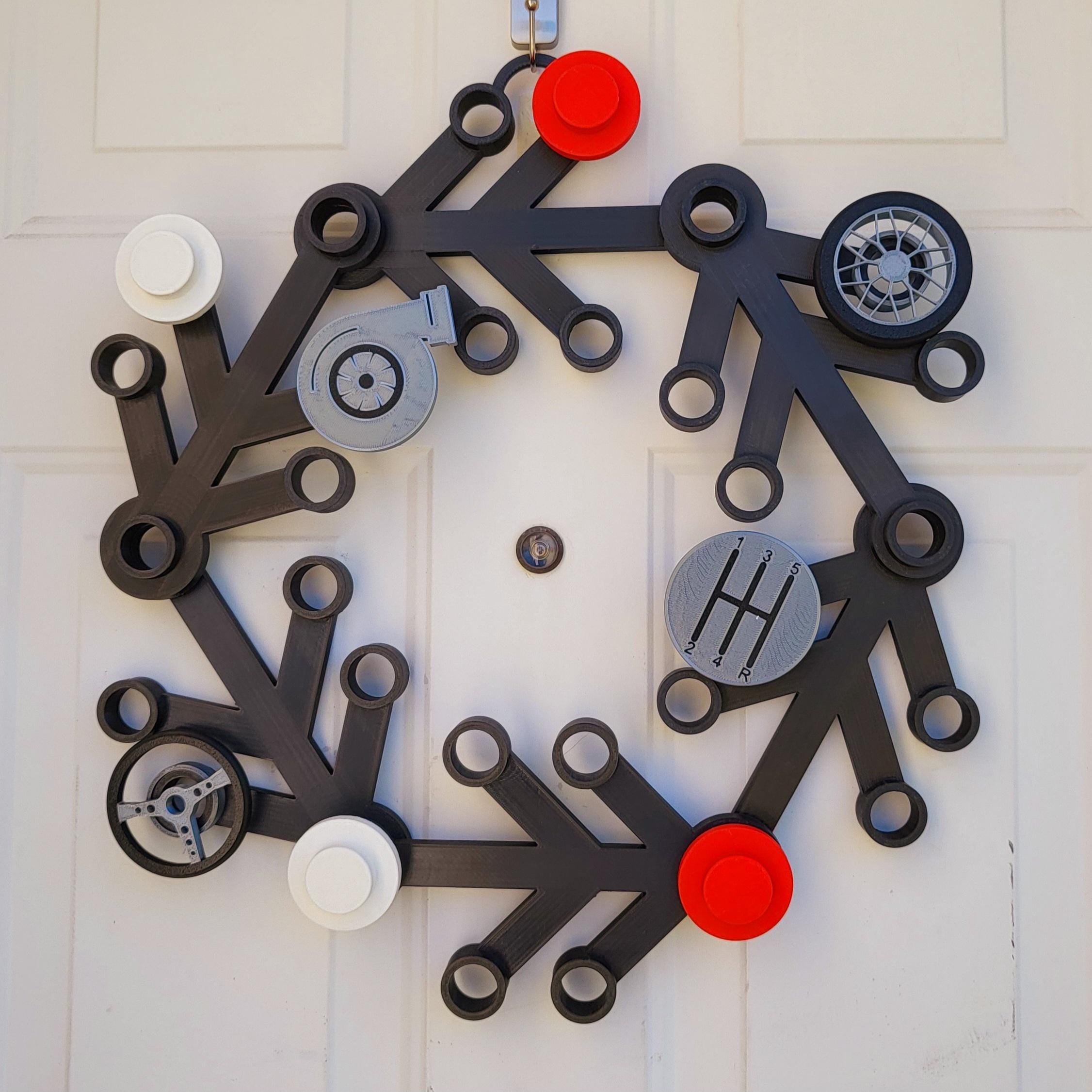 3D Printed LEGO Inspired Automotive Wreath in Black